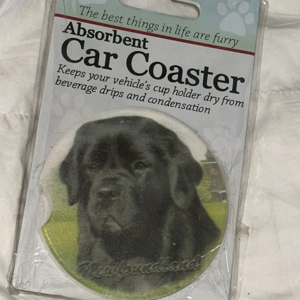 Newfoundland Dog Black Absorbant car coaster‎ NEW E & S Pets Brand